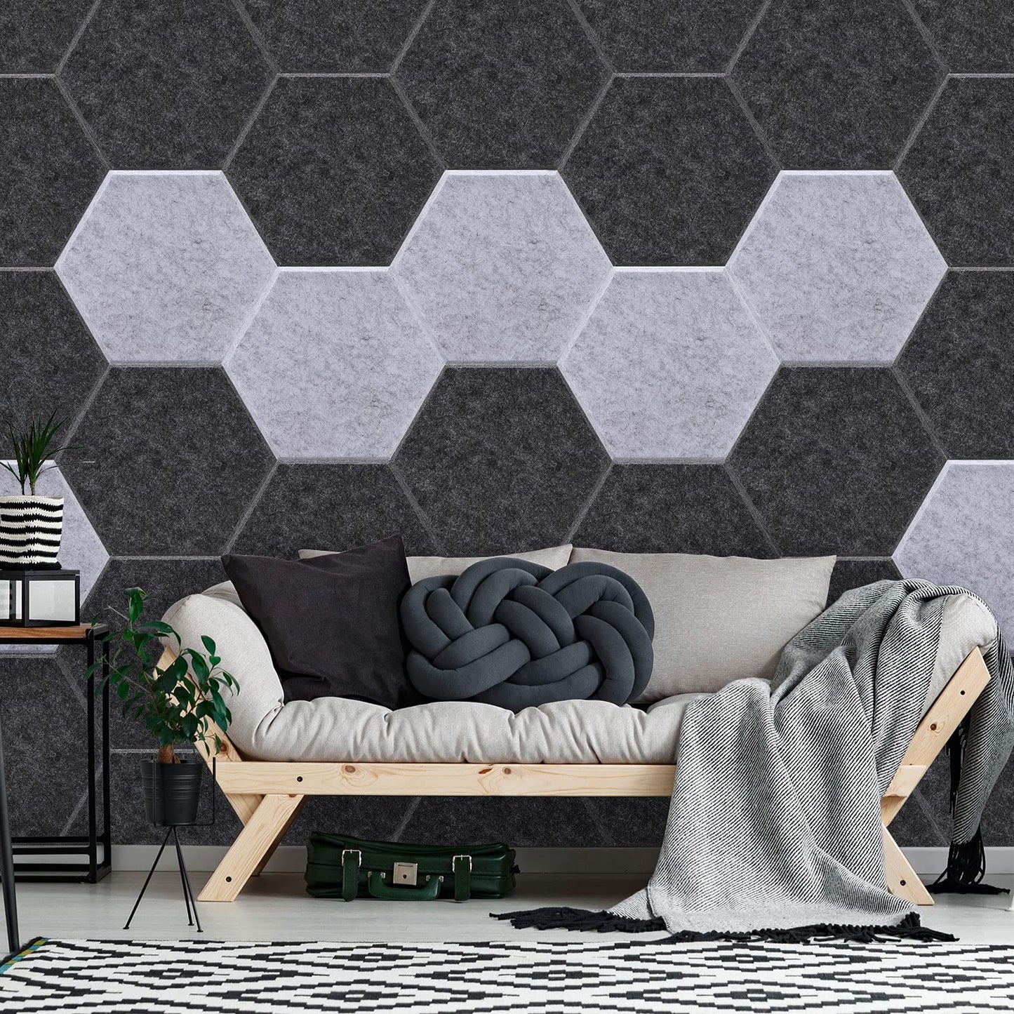 12 packs of Acoustic Absorption Panels, AGPTEK 30 x 26 x 0.9 cm Hexagon Absorption Tiles, Acoustic Soundproof Insulation Tiles, Perfect for wall decoration and soundproofing measures.