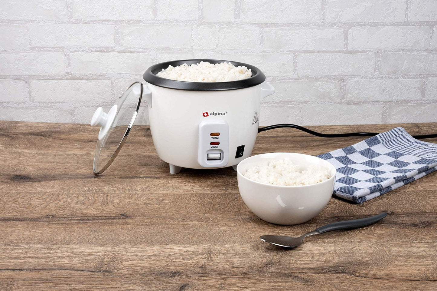 Alpina Rice Cooker - 0.6 liter - 300 watts - With cooking and keep warm indicator light - White