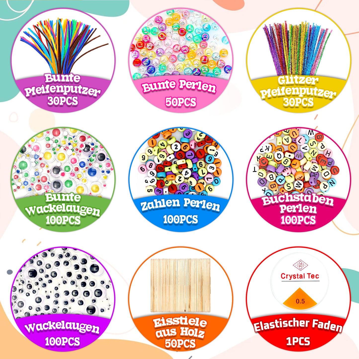LINAYE 3000+ pcs crafting set for kids includes pom poms, pipe cleaners, and scrapbooking materials. Perfect gift for boys and girls aged 4 to 10. Crafting essentials in a pink carrying case.