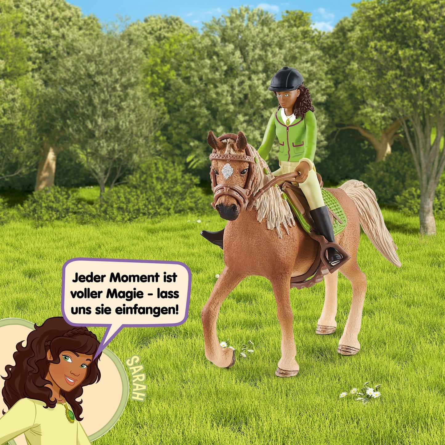 SCHLEICH Horse Club | Sarah & Mystery 42542 | posable girl figure | with horse accessories | great gift for girls and boys | horse toy for ages 5+ | 10 pieces | exclusive at Amazon