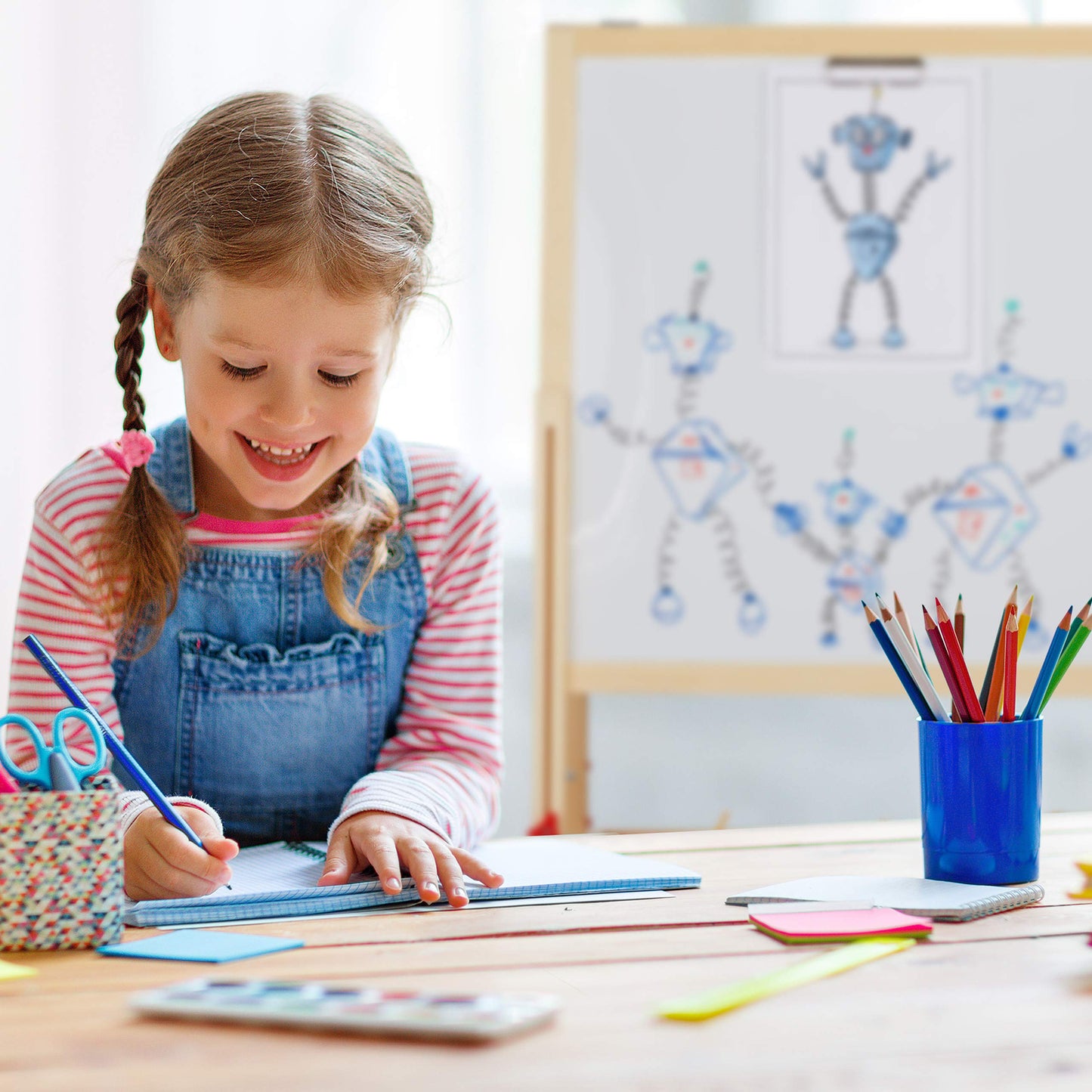 Relaxdays Kids Drawing Board, adjustable height & magnetic, Wood, Whiteboard & Chalkboard, 122-160 x 65 x 69 cm, Natural, Wood