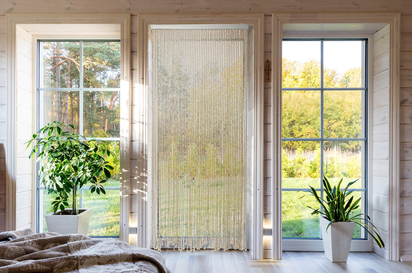 Kobolo rope curtain MARITIME | 90x185 cm | 54 strands | beige | decorative, handmade door curtain | maritime string curtain as a fly screen & privacy for balcony, terrace & windows