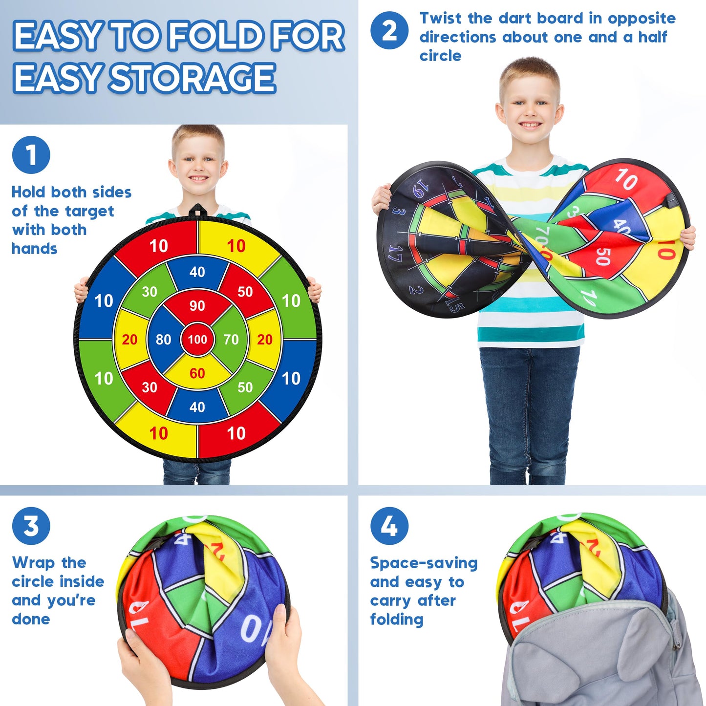 29" Double-sided Dart Board Kids Game with 12 sticky balls, 6 darts, throwing game, indoor/outdoor sport fun party game, toy, birthday gifts for 3 4 5 6 7 8 9 10-12 year old boys girls