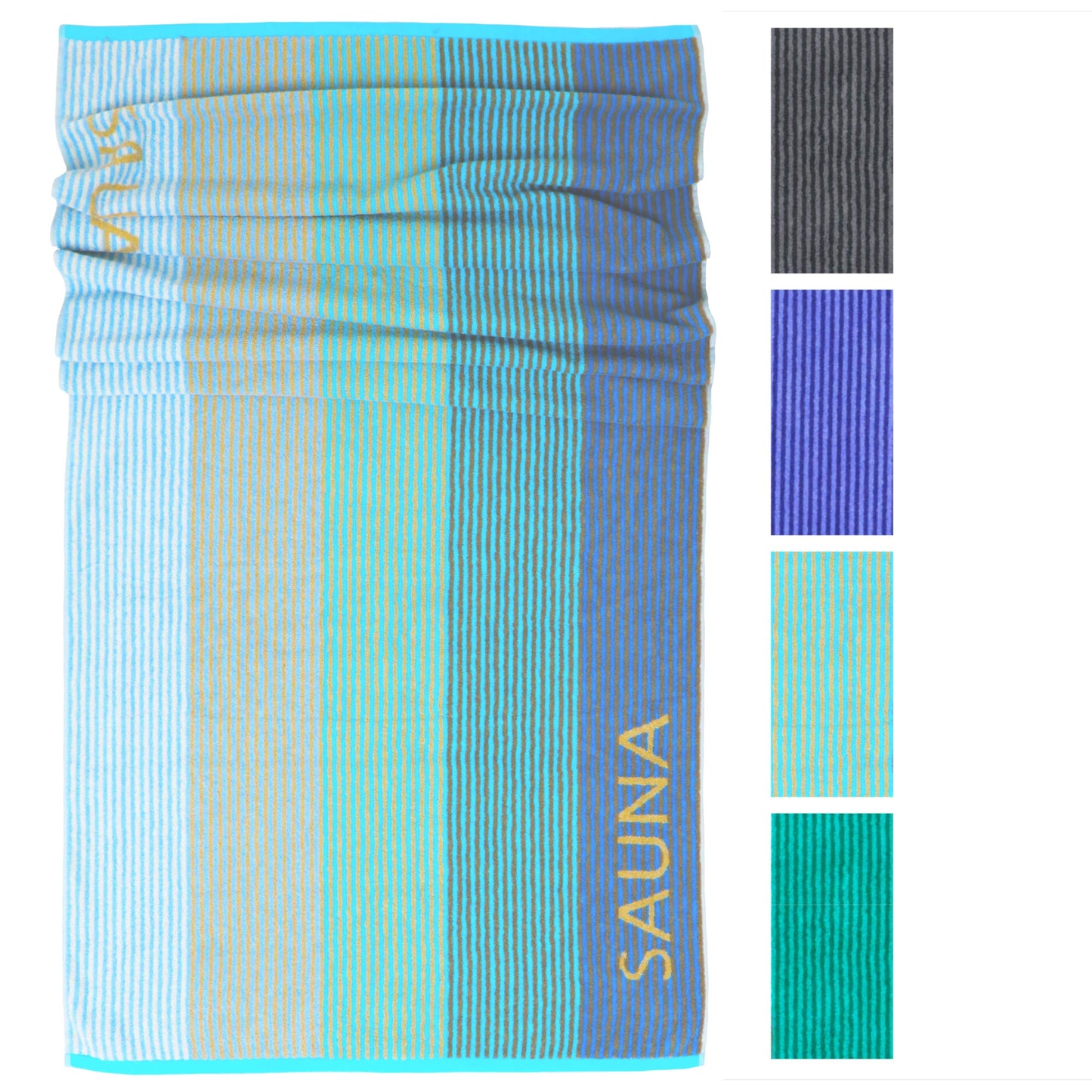 Lashuma Sauna Towel Blue - Turquoise, Helsinki large towel for the sauna, XXL bath towel made of 100% cotton 85x200 cm