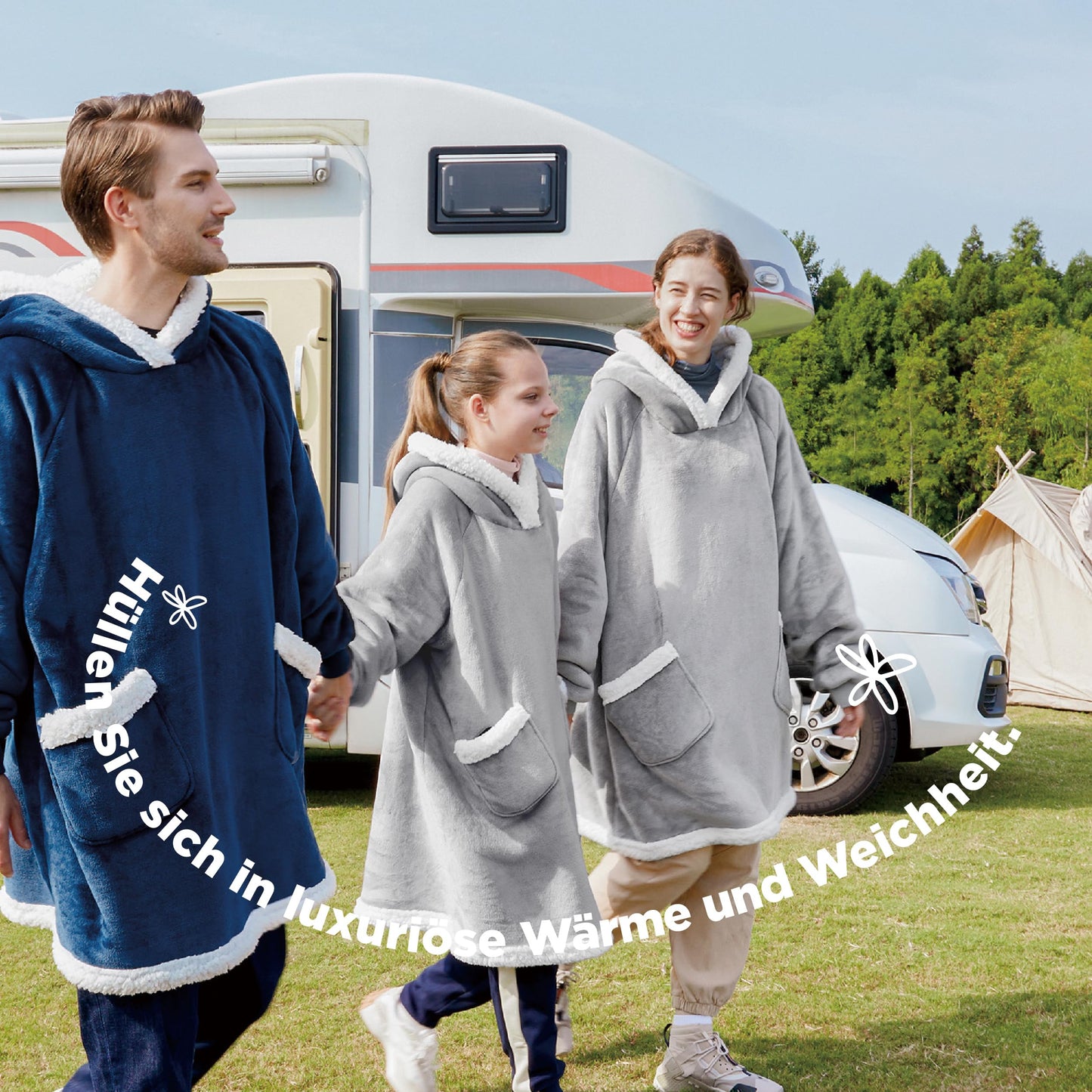 BEDSURE Hooded Blanket with Sleeves - Sherpa Sleeved Blanket Hoodie for Women, Grey, 110x90cm. Perfect gifts for women.