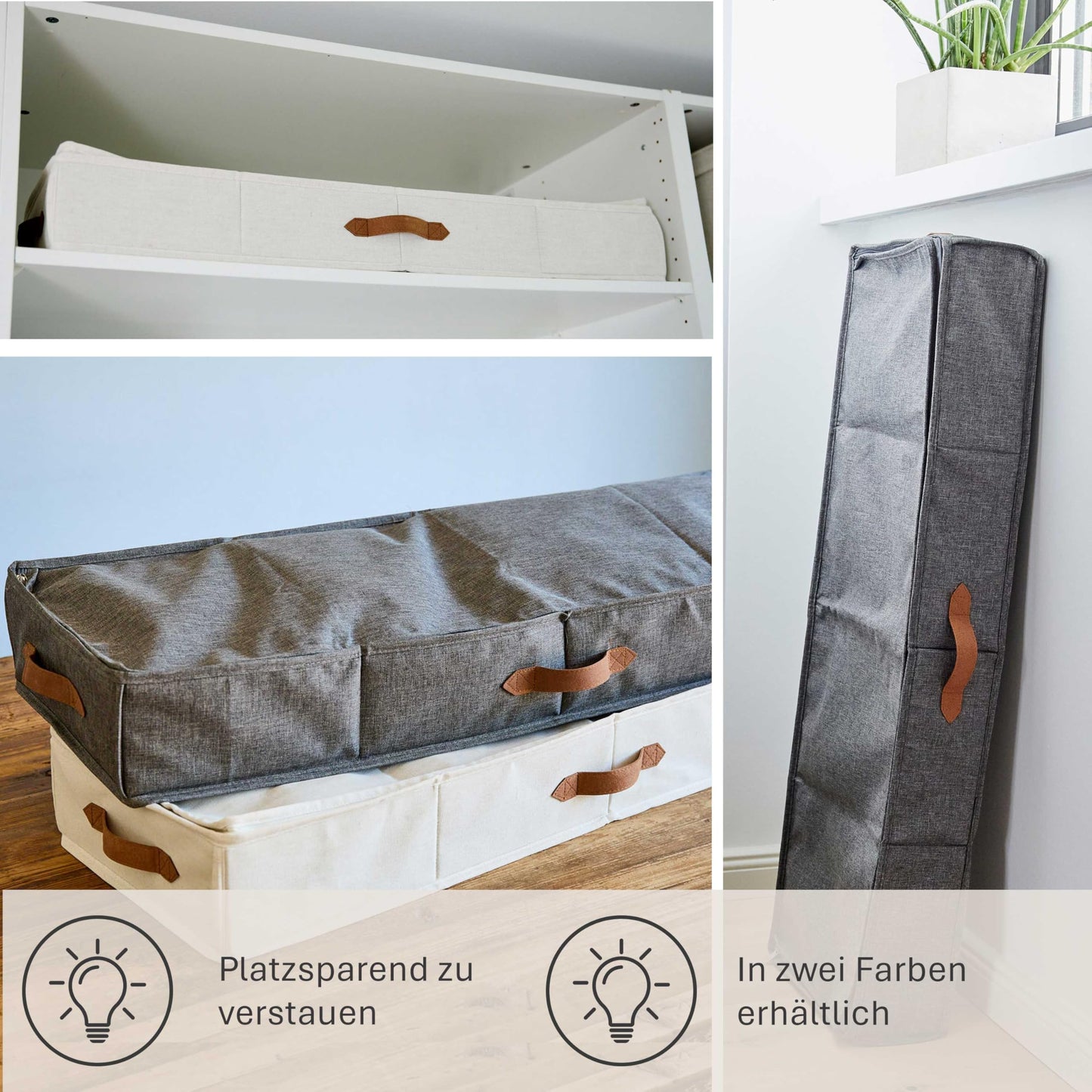 LOVE IT STORE IT Premium Gift Wrap Organizer - High-quality fabric gift wrap storage with compartments for ribbons - Beige - 90x30x12 cm