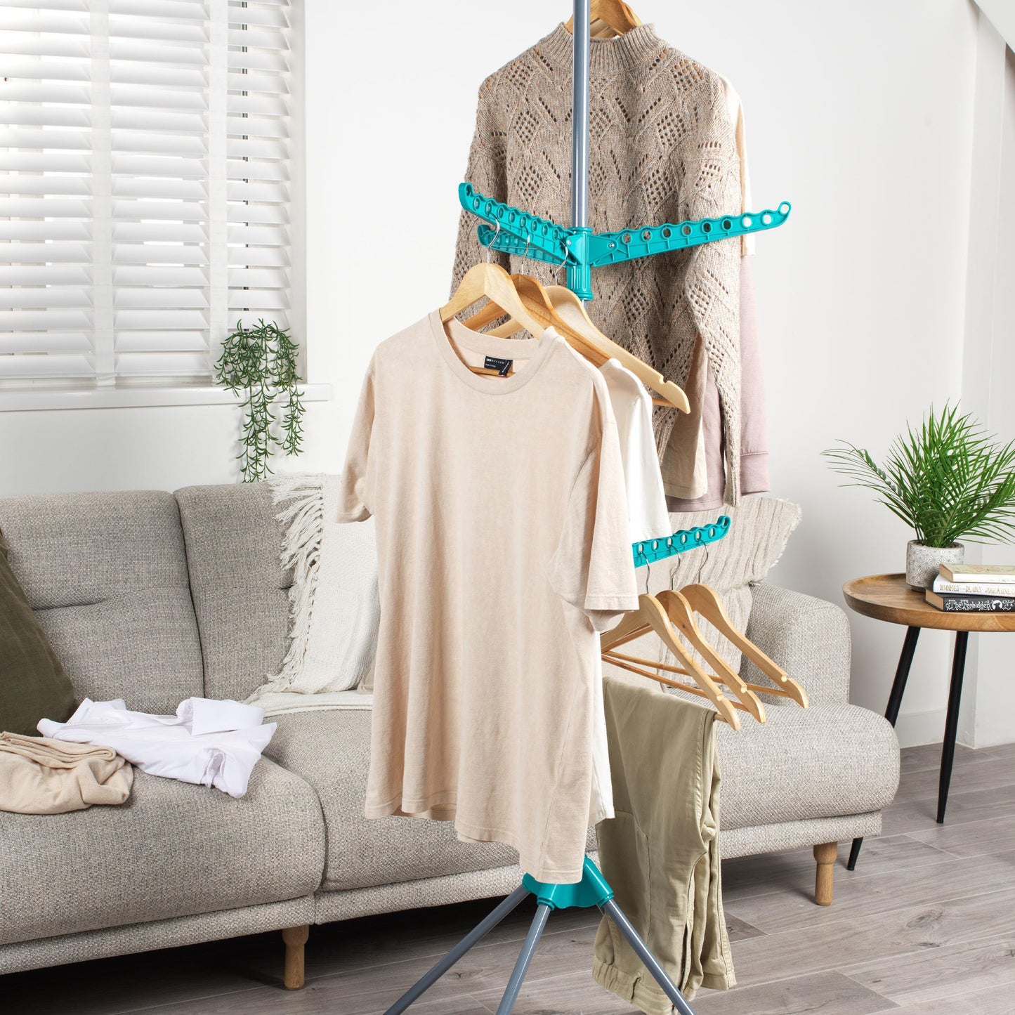 Beldray LA039552TQEU 9-arm Clothes Airer - 3-tier Clothes Rack, 15kg, Space-saving Storage, Foldable, Airer, Rigid Arms for Hanging Hangers