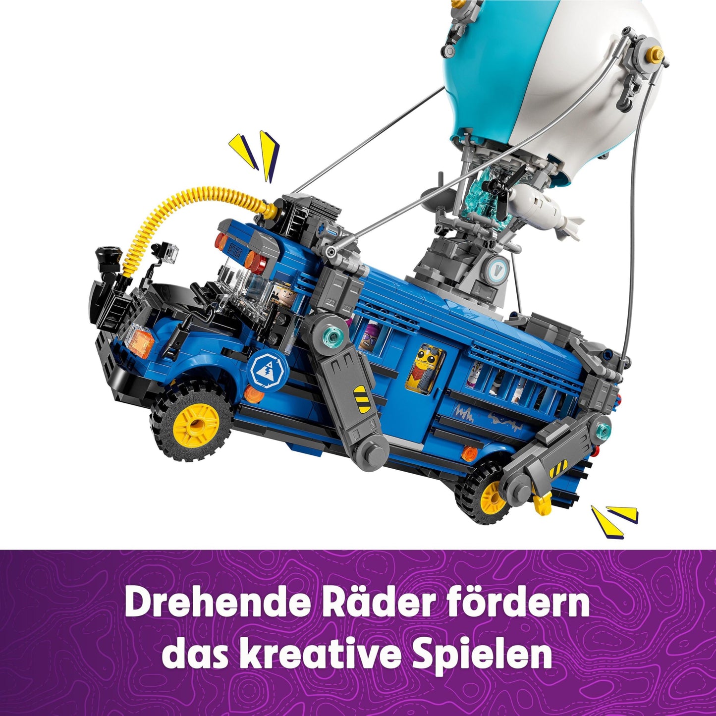 LEGO Fortnite Battle Bus - Toy vehicle from the video game with 9 minifigures and accessories. For gamers, boys, girls, and fans aged 10 and up. - 77073