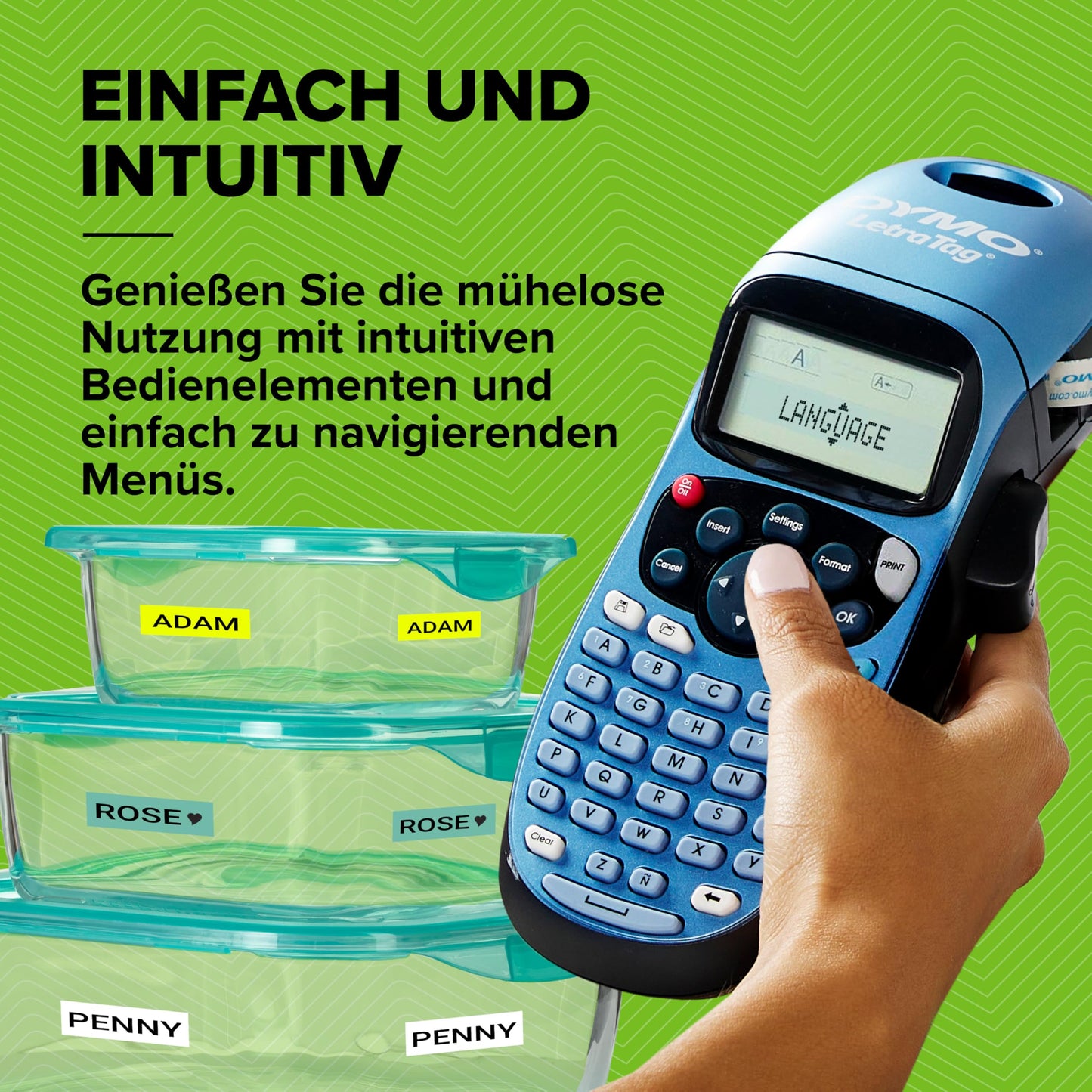 Dymo LetraTag LT-100H+ Label Maker Handheld with Holder | Portable label printer with ABC keyboard | Includes paper and clear plastic labels | Perfect for office & home.