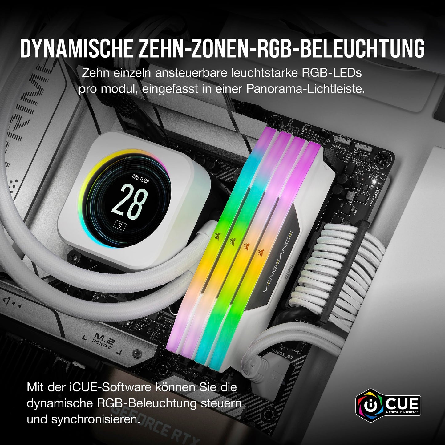CORSAIR Vengeance RGB DDR5 RAM 32GB (2x16GB) 6000MHz CL36-44-44-96 1.4V AMD & Intel XMP Desktop Memory - White (CMH32GX5M2E6000Z36W)