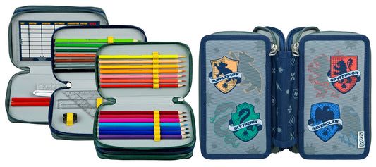 Scooli - Tripledecker Harry Potter - Filled student case with high-quality pens & accessories - Perfect for school, leisure and on the go - from 6 years