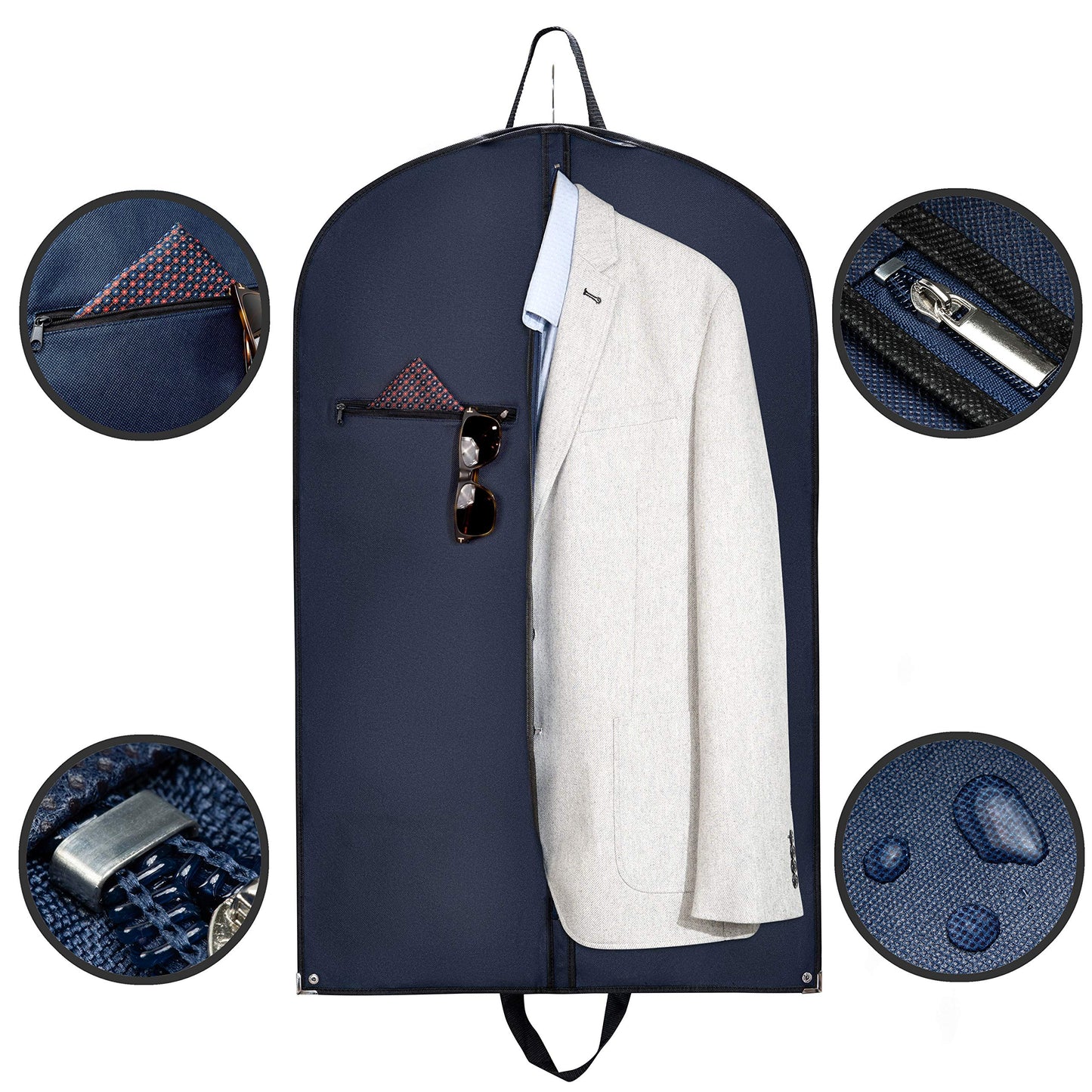 Gentle Mate® 2X Premium Garment Bag Blue with Shoulder Strap including Scented Sachet - high-quality Suit Bag Clothing Bag Business for Travel and Storage of Suits, Shirts, Men's Suit Bag.
