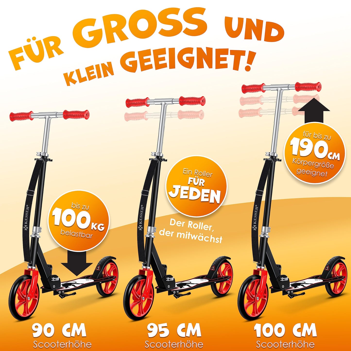 Kesser® Scooter Roller Children's Scooter City Scooter Push Scooter Kick Scooter Kickscooter | Panther (White)