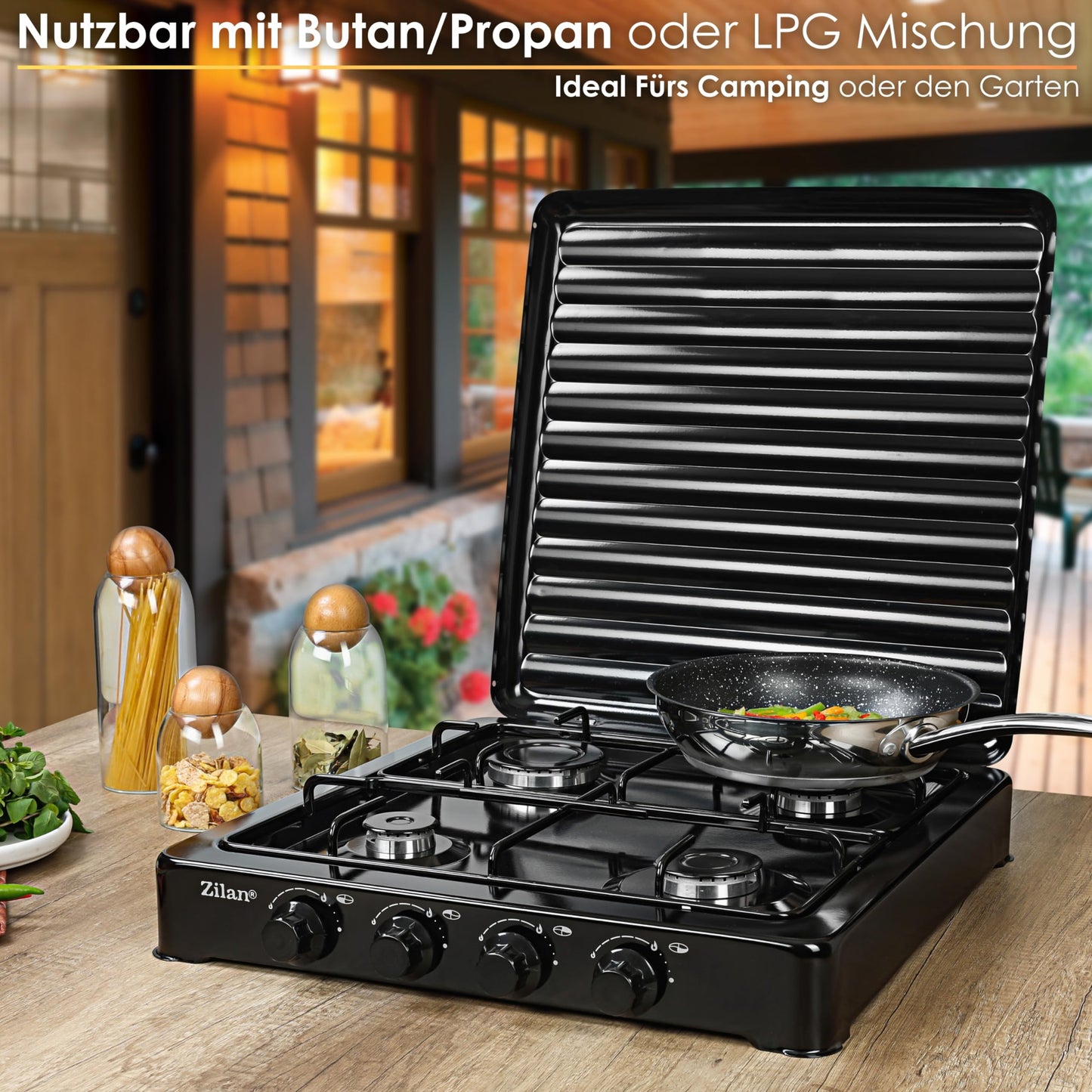 4-burner gas stove | camping cooker | stove | 30/50 mbar | propane gas | cooktop | gas stove | camping cooker