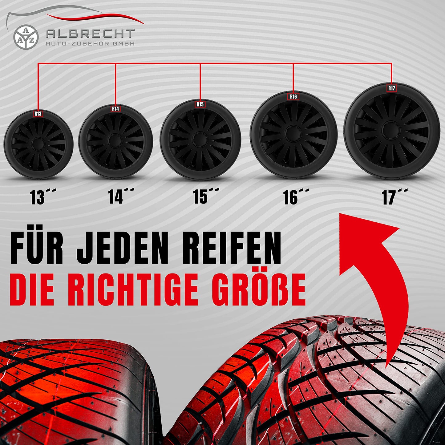 Albrecht 17 inch wheel covers in matte black for steel rims - Wind hubcaps made of high-quality plastic - Durable wheel covers in original Albrecht packaging - Made in EU