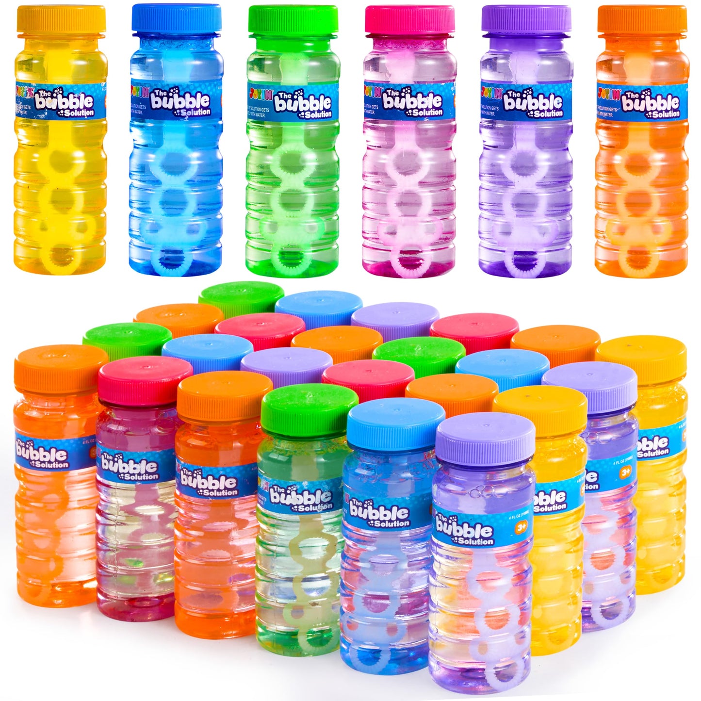 JOYIN 24 Pieces Bubble Bottles with Wand Assortment, Bubble Wands for Kids, 4oz/118ml Bubble Solution, Summer Toy, Bubble Party Favors, Birthday, Outdoor & Indoor Activity.