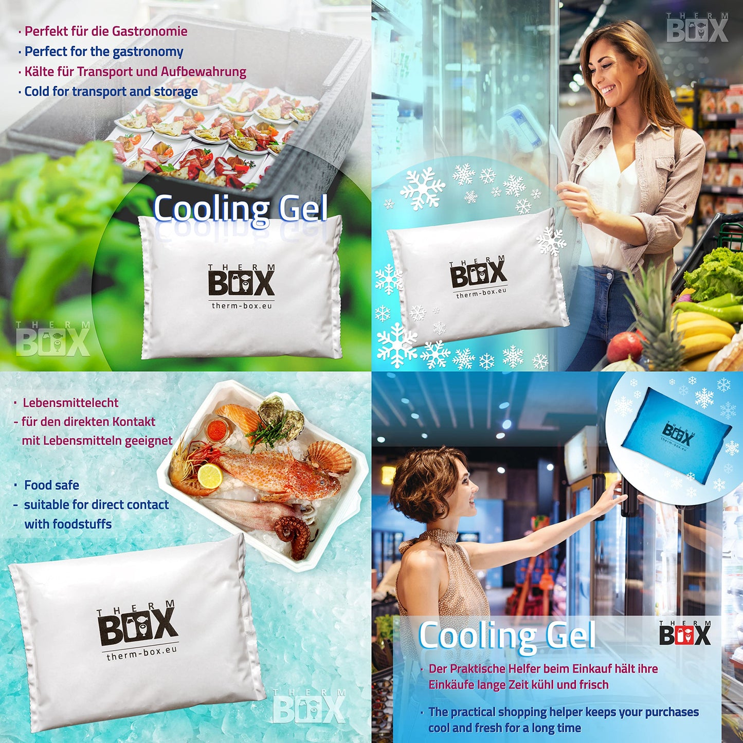 THERM-BOX Styrofoam box 61W with 5 cooling elements for cooler 61.5L Interior: 53x33x34cm Transport box Thermal container Reusable