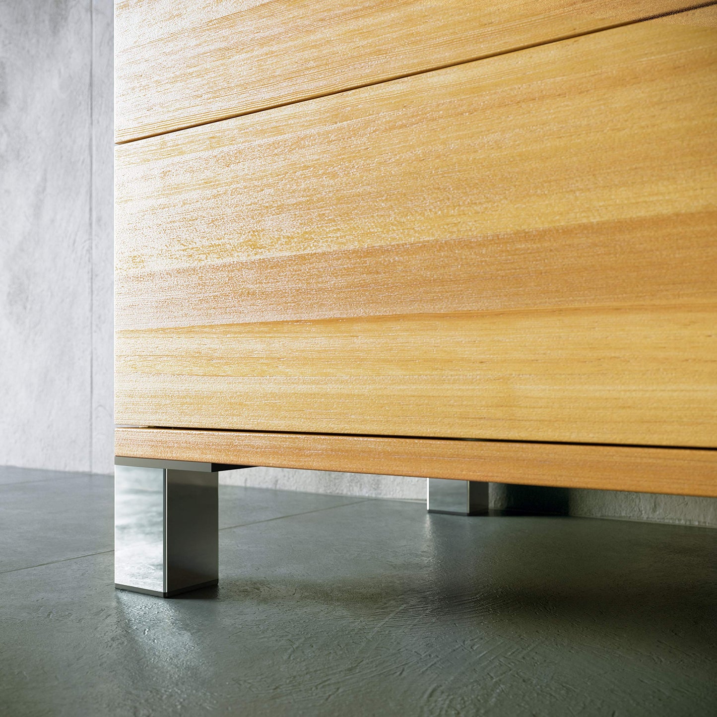 Exclusive Sossai furniture legs E4MF, set of 4, height: 60 mm, chrome, made of aluminum 45 x 45 mm square profile, legs for chest of drawers, cabinet, showcase, bathroom cabinet