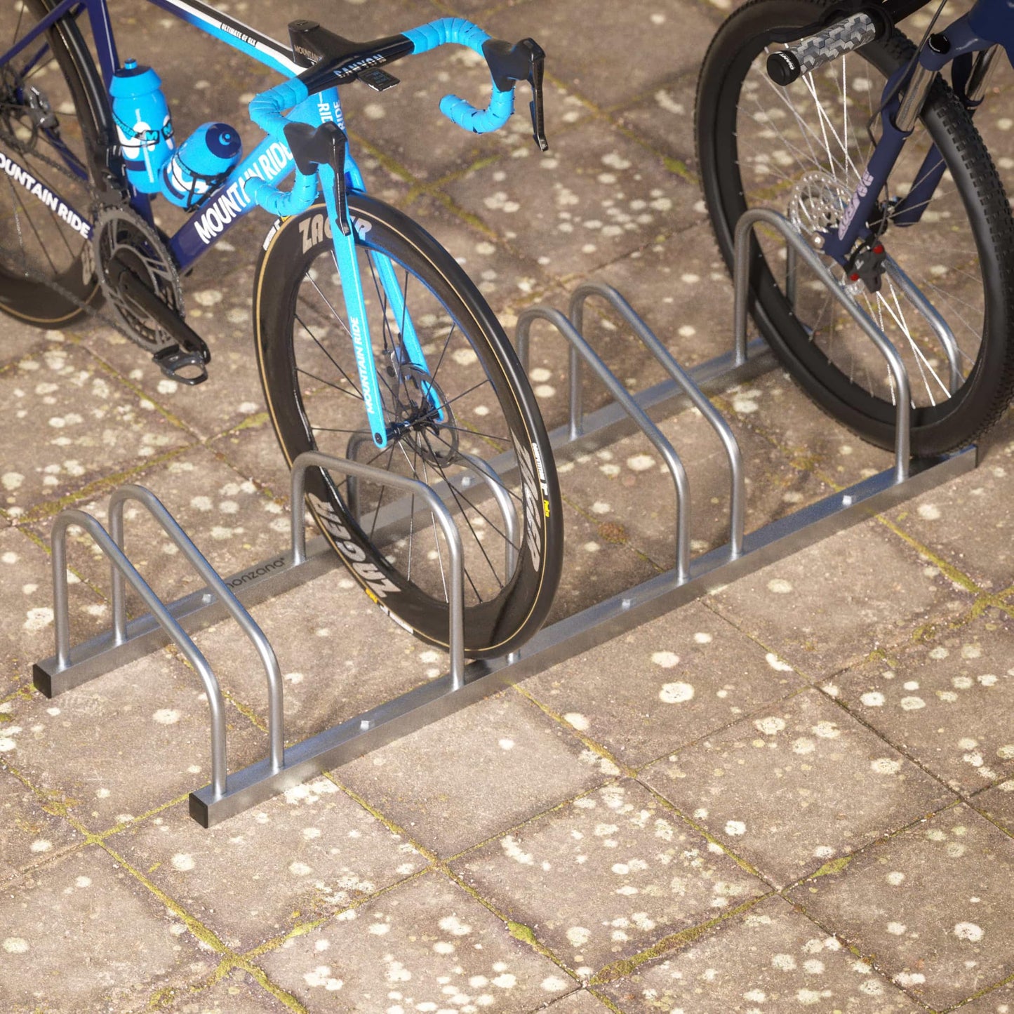 MONZANA® Bike Stand for 4 bikes 37cm wheel distance 30-65mm tire width stainless steel self-locking screws floor or wall mounting multiple stand bike holder bike stand