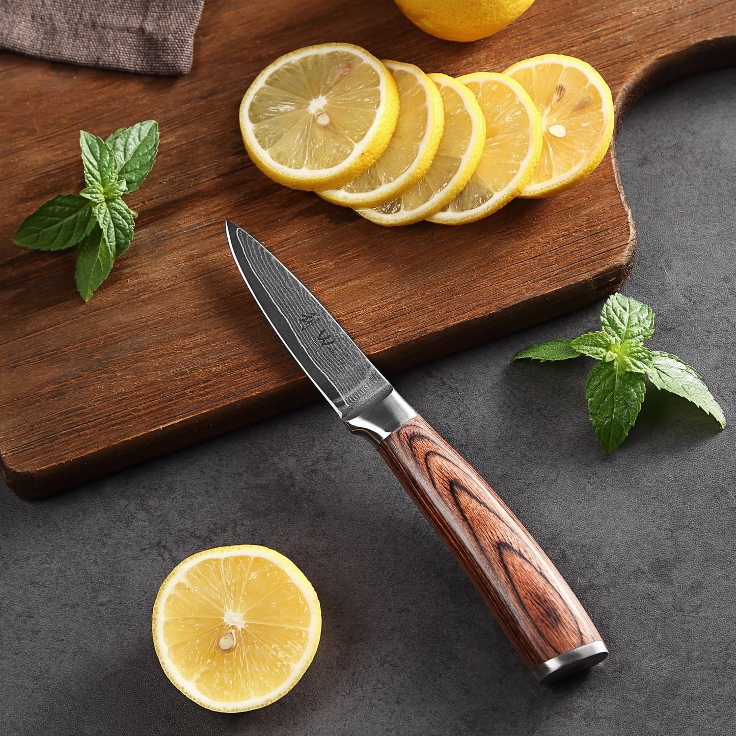 Wakoli EDIB 6-piece damascus knife set I Sharp kitchen knife set made of 67 layers of damascus steel with VG10 core & pakka wood handle I Chef's knife set in gift box I precise cutting & long-lasting sharpness
