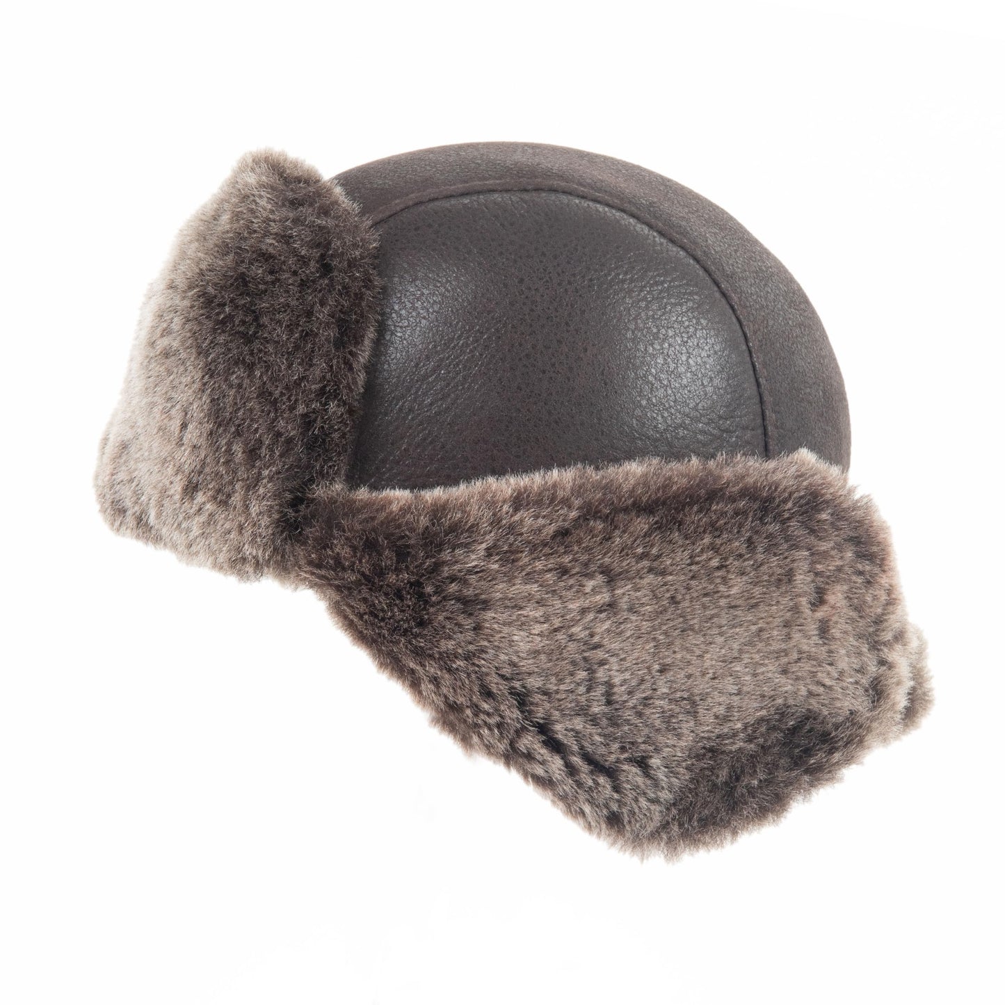Zessano Unisex Sheepskin Aviator Hat, Russian Ushanka Trapper Winter Fur Hat - Shearling 100% Leather Sheepskin Hats for Men Women
