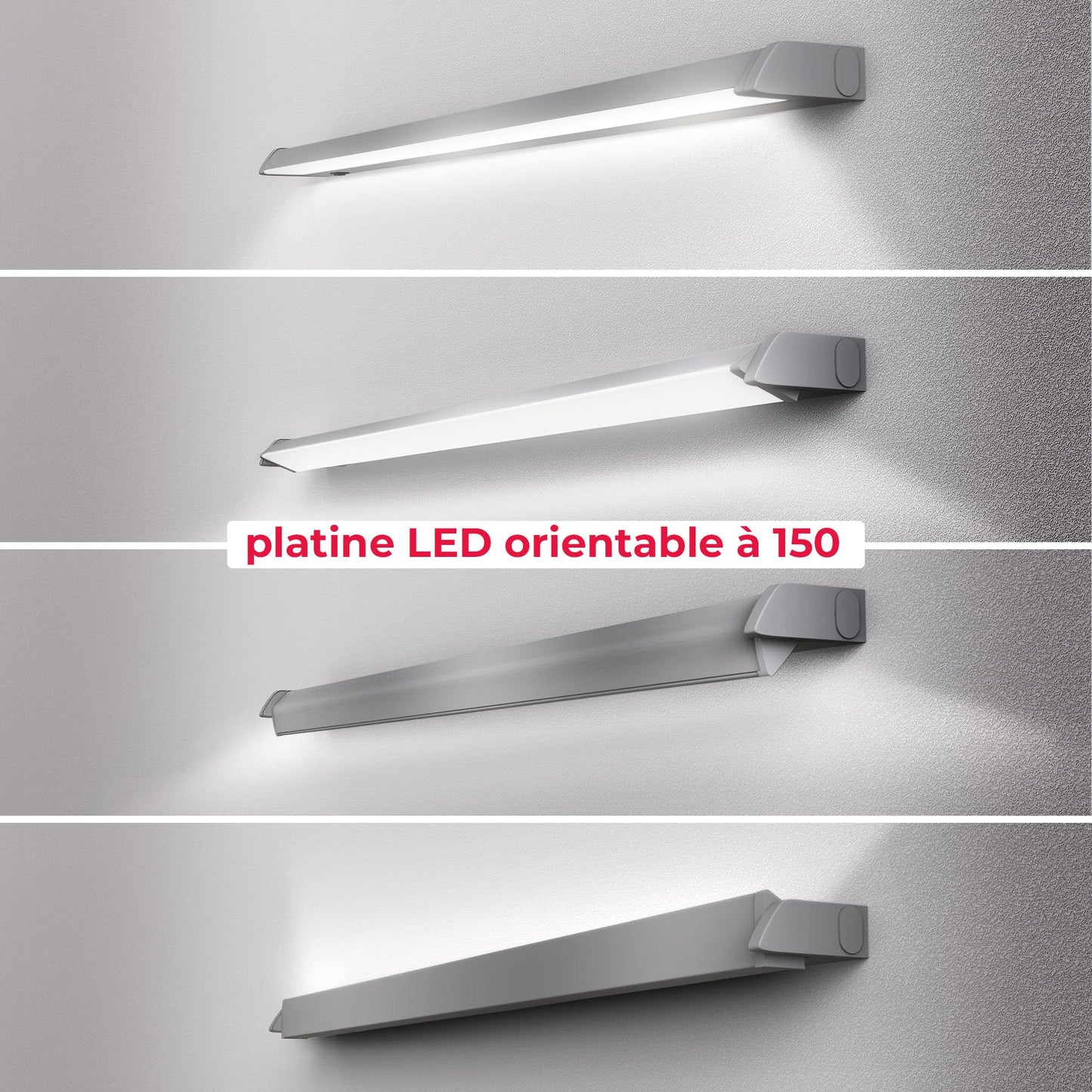 B.K.Licht - LED strip with on-off switch, neutral white light color, swiveling, under cabinet light kitchen, LED light strip kitchen, cabinet lighting, kitchen lamp, 54.7x6.1x2.4 cm, titanium-colored.