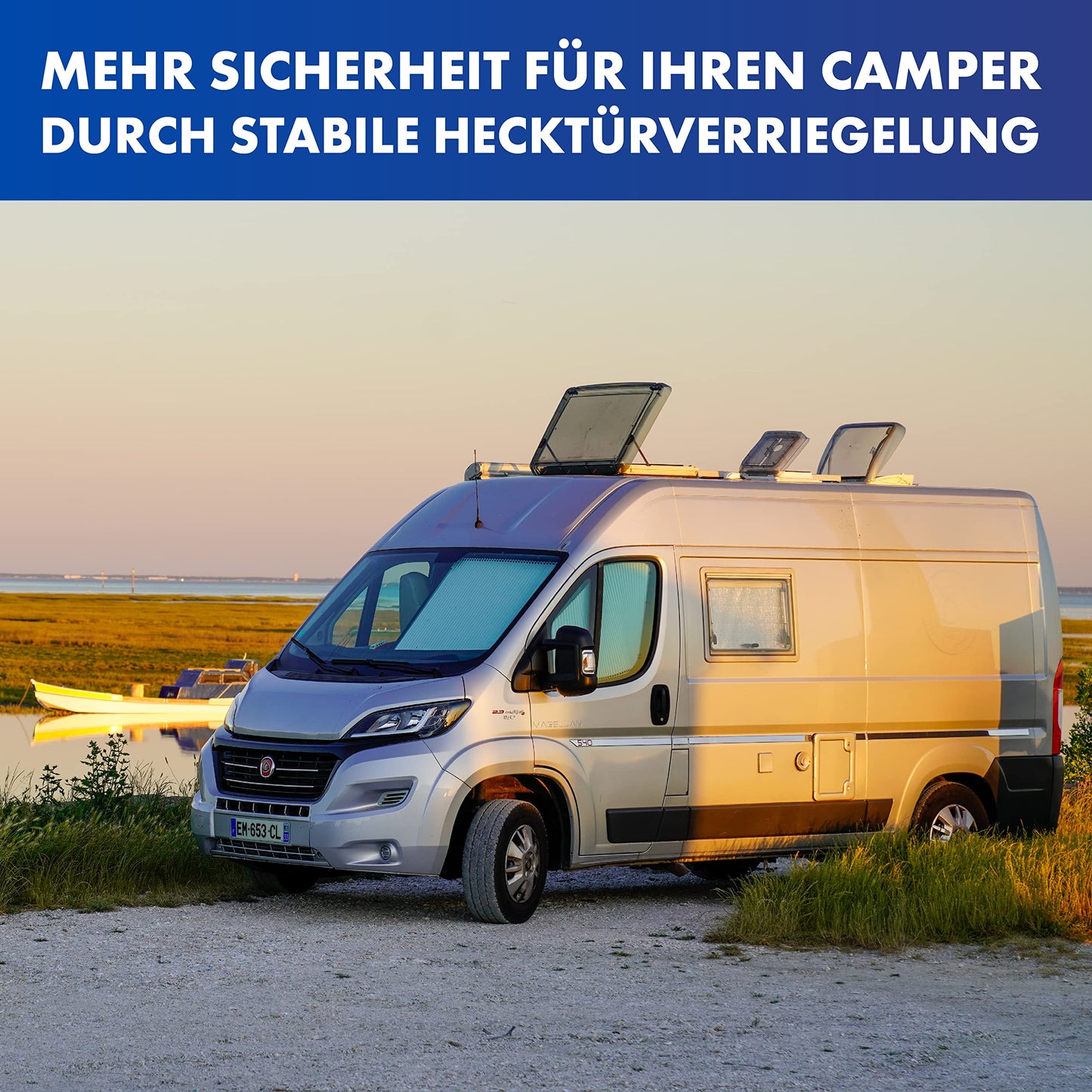 LAINFELD rear door lock | rear door anti-theft protection H1/H2 roof for e.g. FIAT Ducato, Citroen Jumper | Camping motorhome accessories | door security