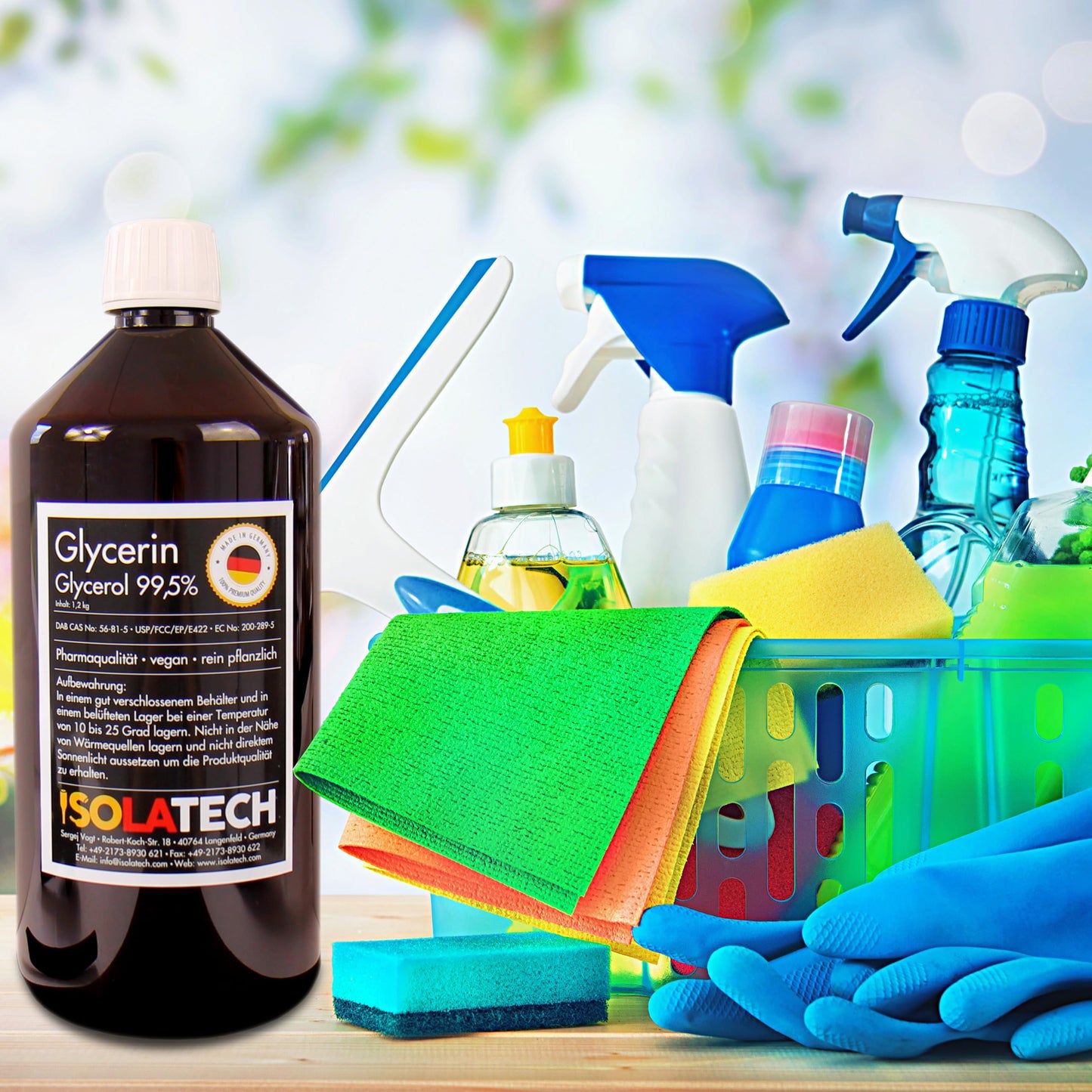 ISOLATECH Glycerin 99.5% 2 liters pharmaceutical grade made in Germany, tested 99.98% pure vegetable, glycerin glycerol liquid transparent 2 x 1000ml bottle (contents 2 x 1.2kg)