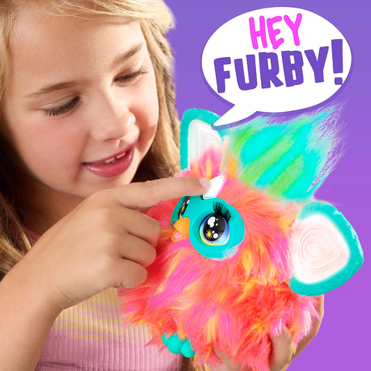 Furby Coral Interactive Plush Toy - Speaks German, responds to voice, dances & lights up - 5 game modes, 600+ reactions - With accessories - Electronic toy for ages 6 and up.