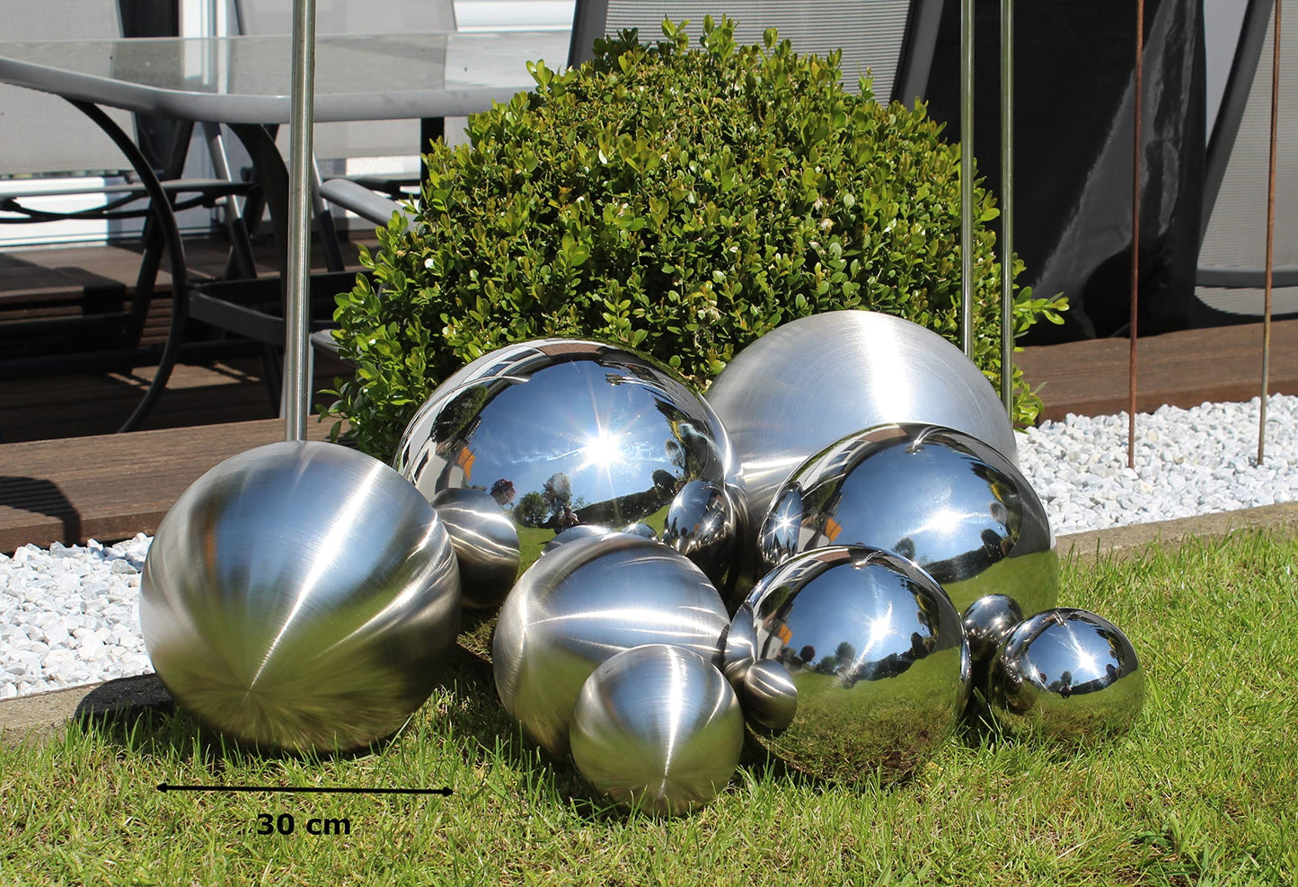 Stainless steel decorative ball large matt Ø 30cm garden decoration rose ball bed pond hollow ball floatable XXL