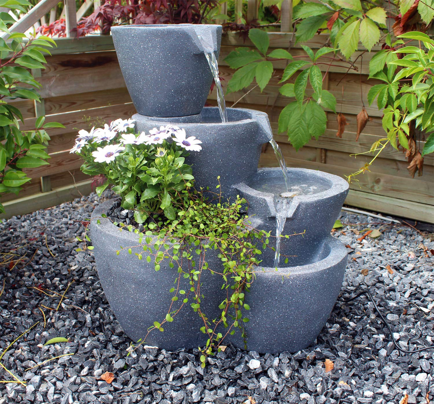 Indoor fountain with lighting Botana garden fountain plantable fountain terrace fountain (LED: warm white)