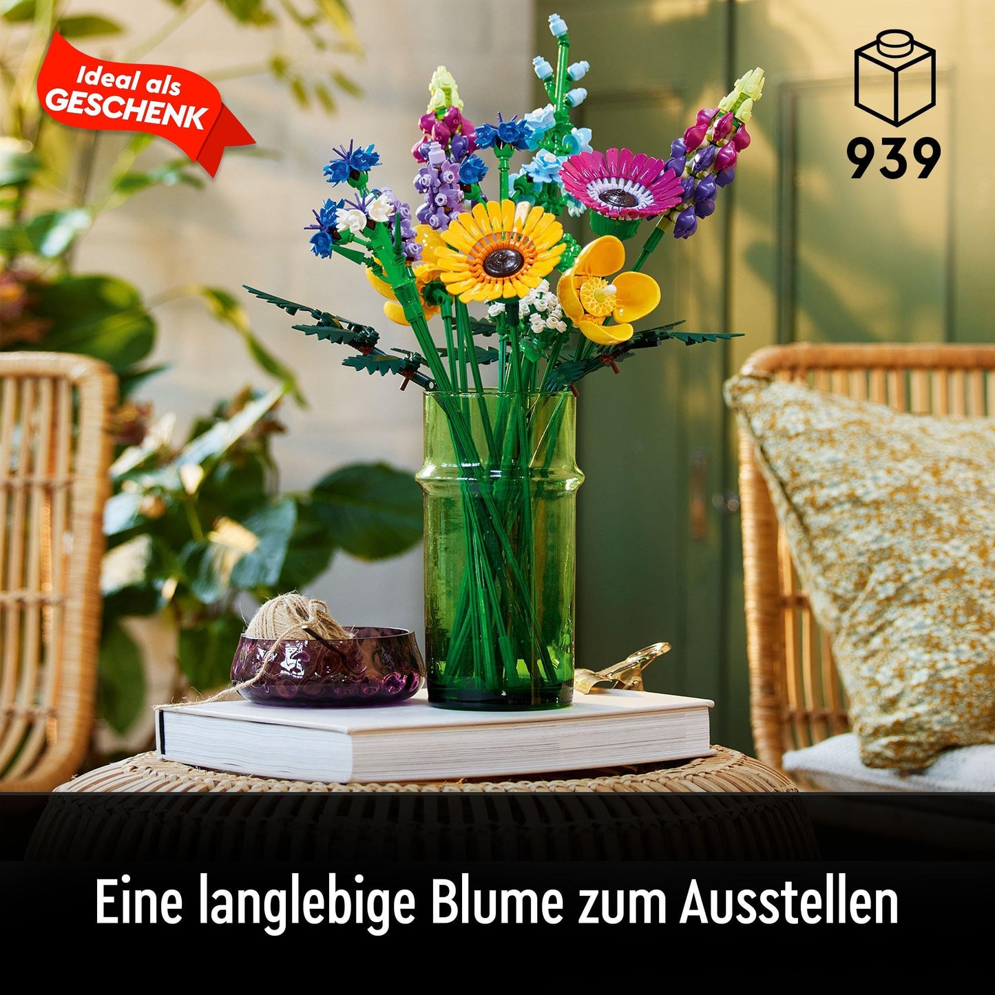 LEGO Icons Wildflower Bouquet set, artificial flowers & City Tractor toy, farm set with minifigures and animal figures, great gift for boys and girls aged 5+ 60287