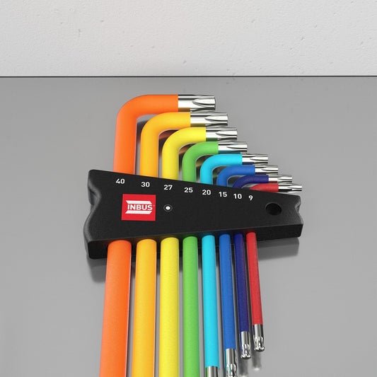 INBUS TORX® L-key set 8 pieces, TX9-40, with ColorGrip — Made in Germany 74223