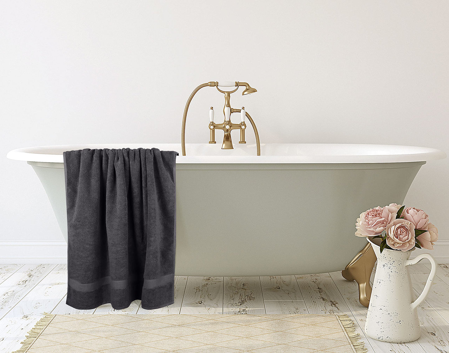 Utopia Towels - 2-Pack Bath Towels Large Cotton with Hook, Sauna Towels, Large Bath Towels, Towels 90 x 180 cm (Gray)