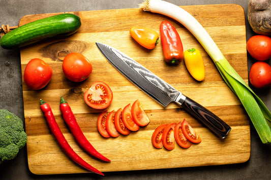 ZEUS Damascus Knife Kitchen Knife XL (32cm) Professional chef's knife made of genuine 67 layers of Damascus steel I Damascus kitchen knife and chef's knife with sharpening stone, wooden handle, blade cover, and gift box