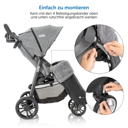 Zamboo universal blanket for stroller and buggy - water-repellent outdoor footmuff for sports strollers & joggers - Black Gray