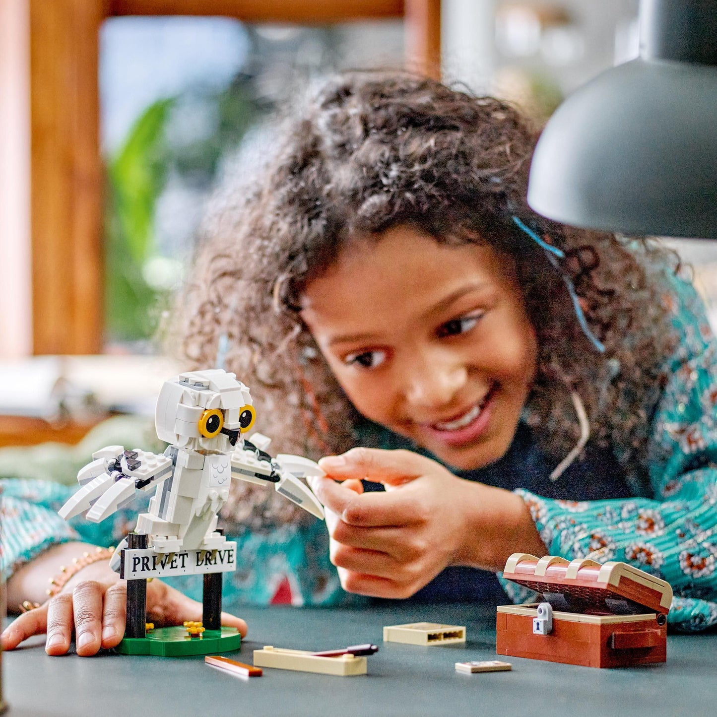 LEGO Harry Potter Hagrid's Hut: A Unexpected Visit set comes with 5 mini-figures and 2 animal figures. Also, Harry Potter's Hedwig in Privet Drive 4 set includes a toy owl for kids.