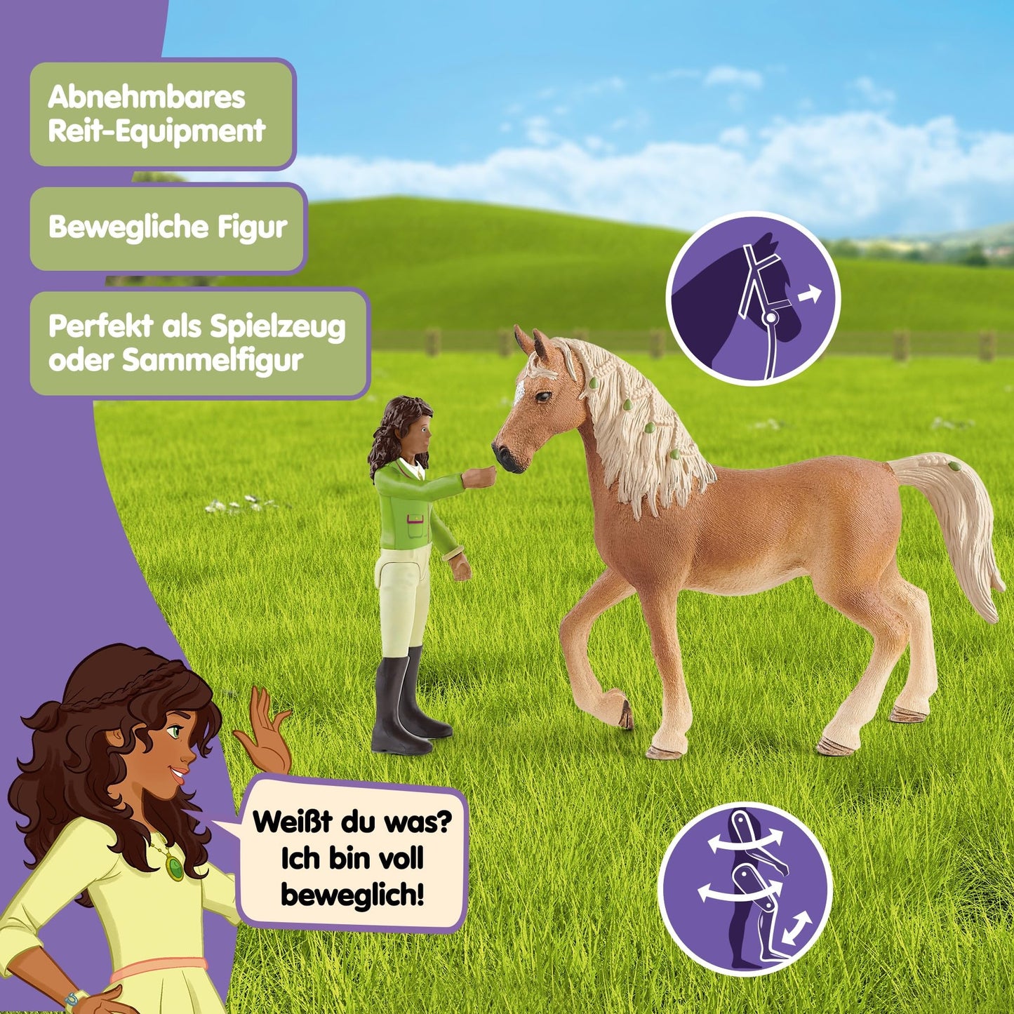 SCHLEICH Horse Club | Sarah & Mystery 42542 | posable girl figure | with horse accessories | great gift for girls and boys | horse toy for ages 5+ | 10 pieces | exclusive at Amazon