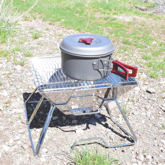 AceCamp® Portable Charcoal Grill - Foldable stainless steel grill for camping, garden, party, and BBQ.
