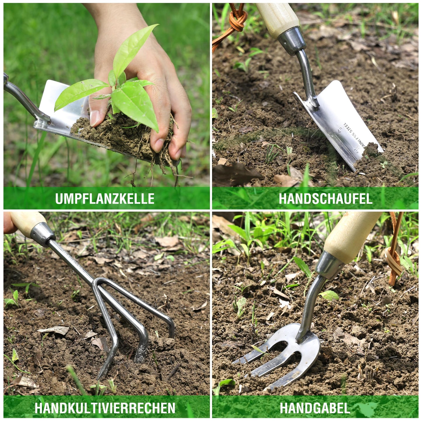 WORKPRO garden tool set, 8 in 1 gardening tools with storage bag, made of stainless steel, garden trowel with wooden handle, floral scissors, garden claw, hand cultivator, gift for gardeners.