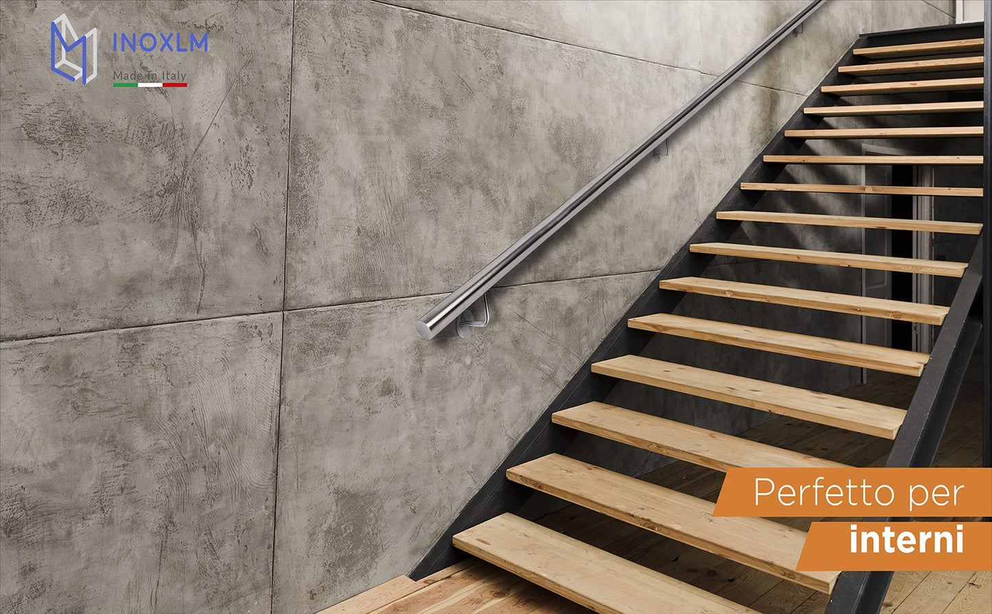 INOXLM Stainless Steel Handrail โ 33.7mm Staircase railing Stainless Steel AISI 304 with Satin Finish, Staircase railing Made in Italy, Stainless Steel Handrail DIY, Ideal staircase railing for interior and exterior (160 cm)