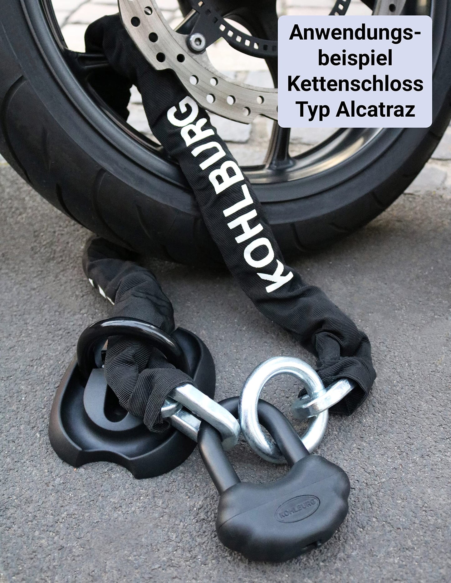 KOHLBURG Security Ground Anchor & Wall Anchor with highest security level 15 - Anchor for motorcycle scooter e-bike & bicycle with 14mm special steel shackle - Bike lock for wall & ground in basement & garage