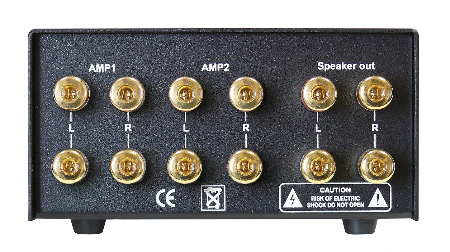 Dynavox AMP-S MKII, amplifier and speaker switcher in metal housing, for stereo and surround amplifiers, connection via banana plugs or clamp terminals, silver.