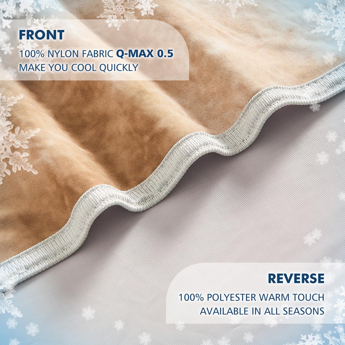 EMME Cooling Blanket Cooling Blanket, Arc-Chill Q-Max>0.5, 228 x 228 cm, 2 in 1 Double-sided Thin Summer Blanket, Lightweight Breathable Bedspreads, Sofa Blankets, Bedspread Throw Blanket, Watercolor Khaki