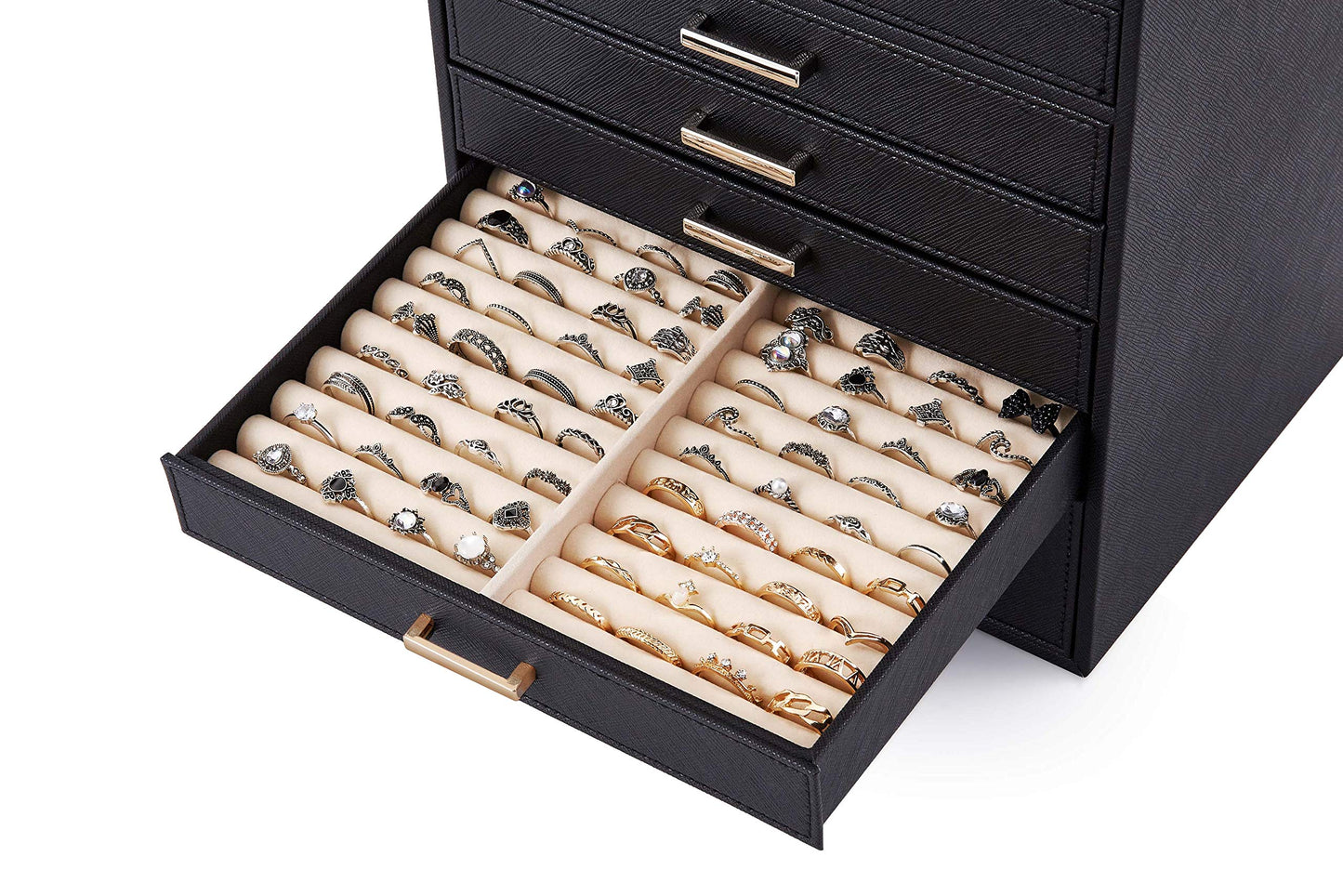 Mondeer Extra Large Jewelry Box, Jewelry Box Organizer for Necklaces Earrings Bracelets Rings, 10 Layers PU Leather Jewelry Storage Bag Women Girls Ladies Gift, Black