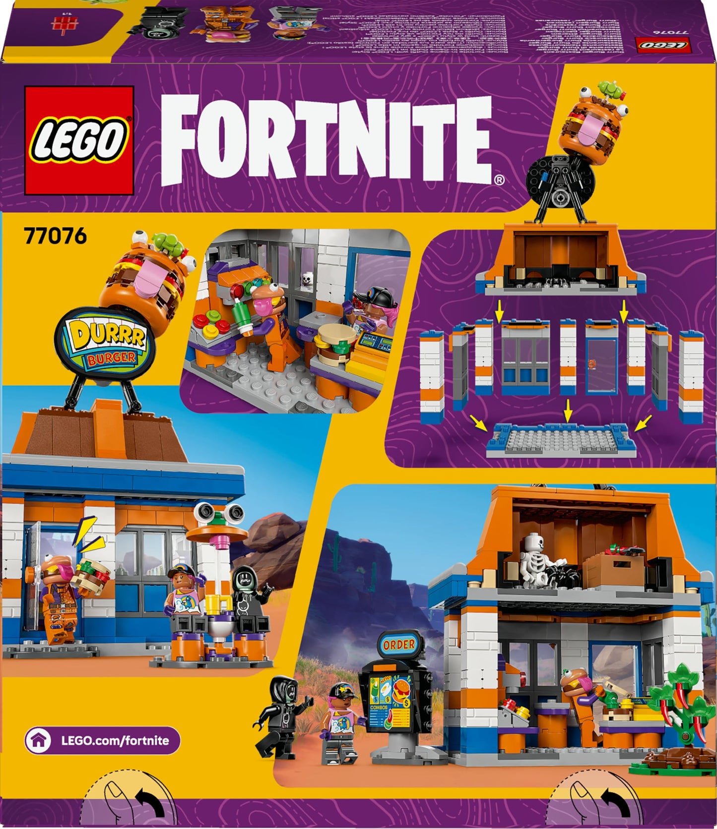 LEGO Fortnite Durrr Burger Restaurant - Gaming toy with Beach Bomber, Beef Boss, Sludge, and ONE Skeleton Minifigures - Collectible gamer gift for boys and girls 10+ years old - 77076