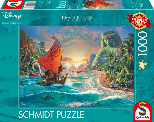 Schmidt Spiele 58030 Thomas Kinkade, Disney, Moana, 1000 pieces puzzle, standard & 58029 Thomas Kinkade, Disney, Maleficent, 1000 pieces puzzle, standard