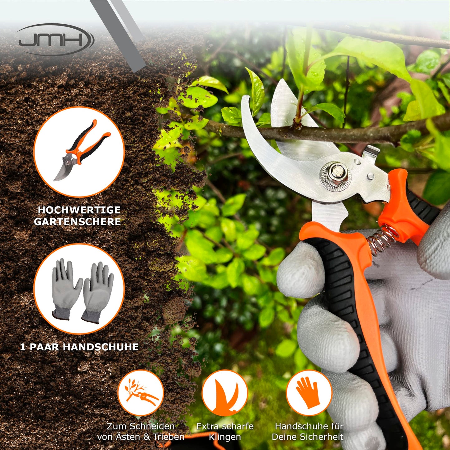 JMH Stainless Steel Garden Tool Set - 7-piece Garden Tool Set - Outdoor Garden Accessories - Garden tools with Weed Puller - Gardening Tools