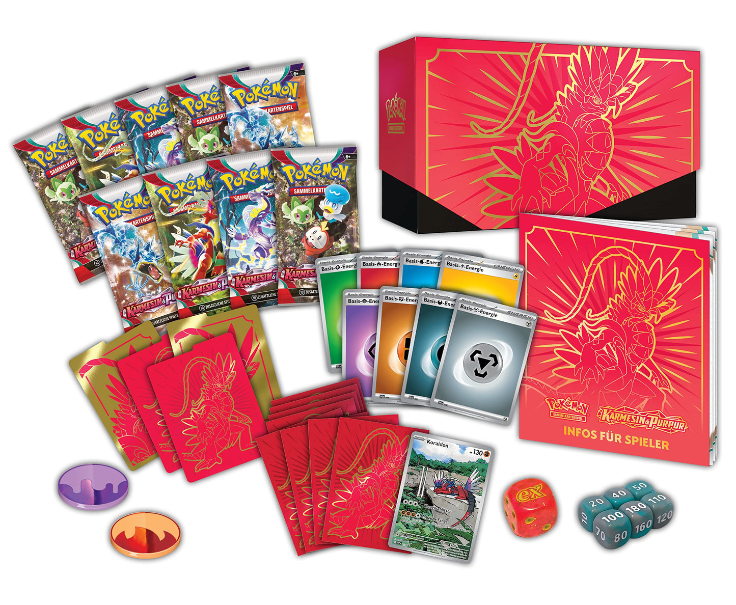 Pokémon Trading Card Game: Top Trainer Box Crimson & Purple (Coraidon) (9 booster packs & premium accessories)