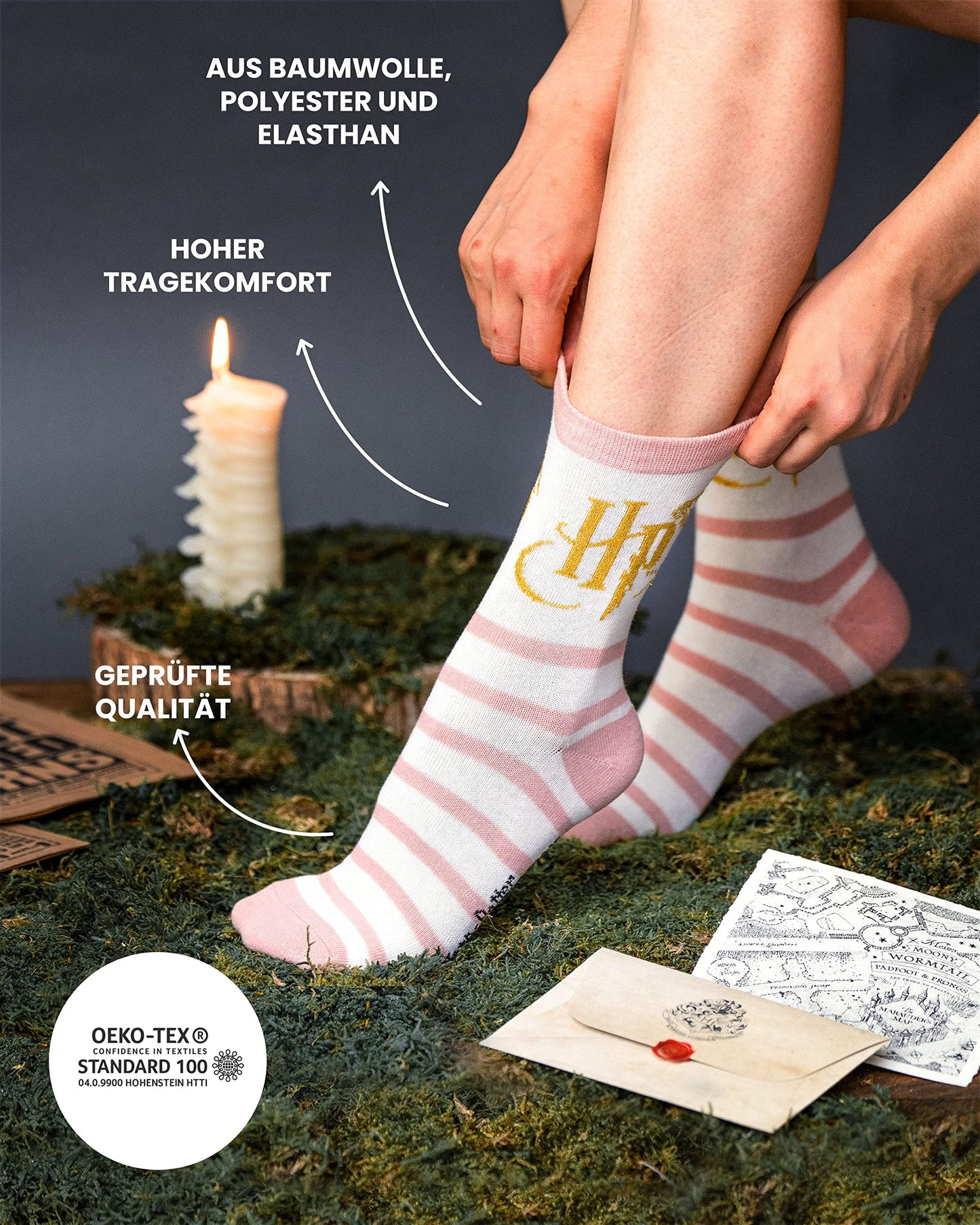 HARRY POTTER ® | Original Advent Calendar | 24 Pairs of Socks for Women | Christmas Calendar with Footies + Tall Socks | Size 35-41 | OEKO-TEX ®